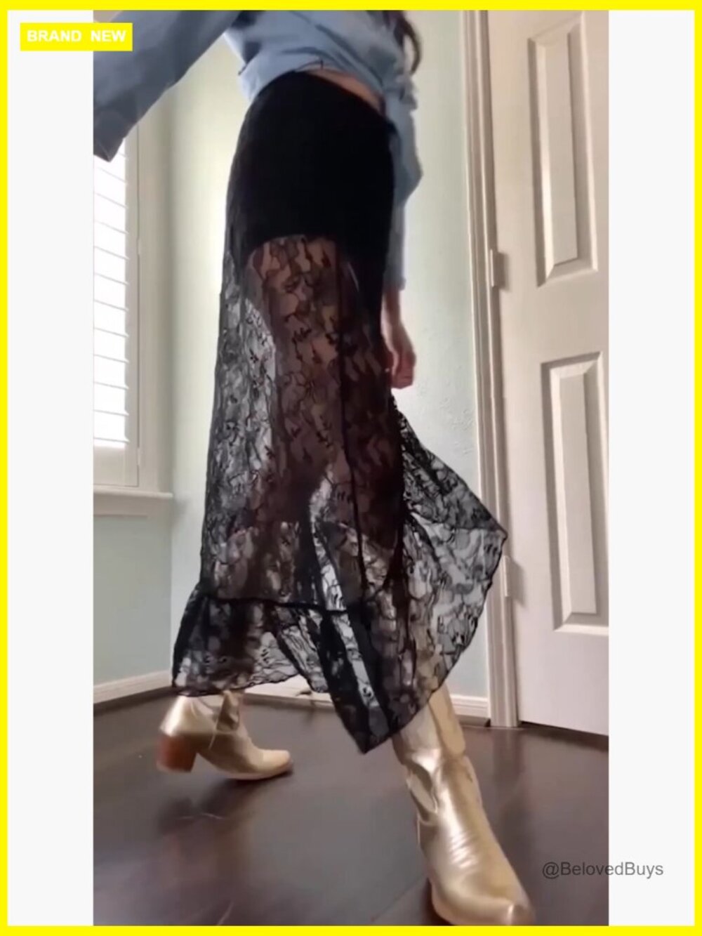 Lace High Low Maxi Skirt Y2K Beach Cover-up Sheer Asymmetrical Long - Picture 7 of 7